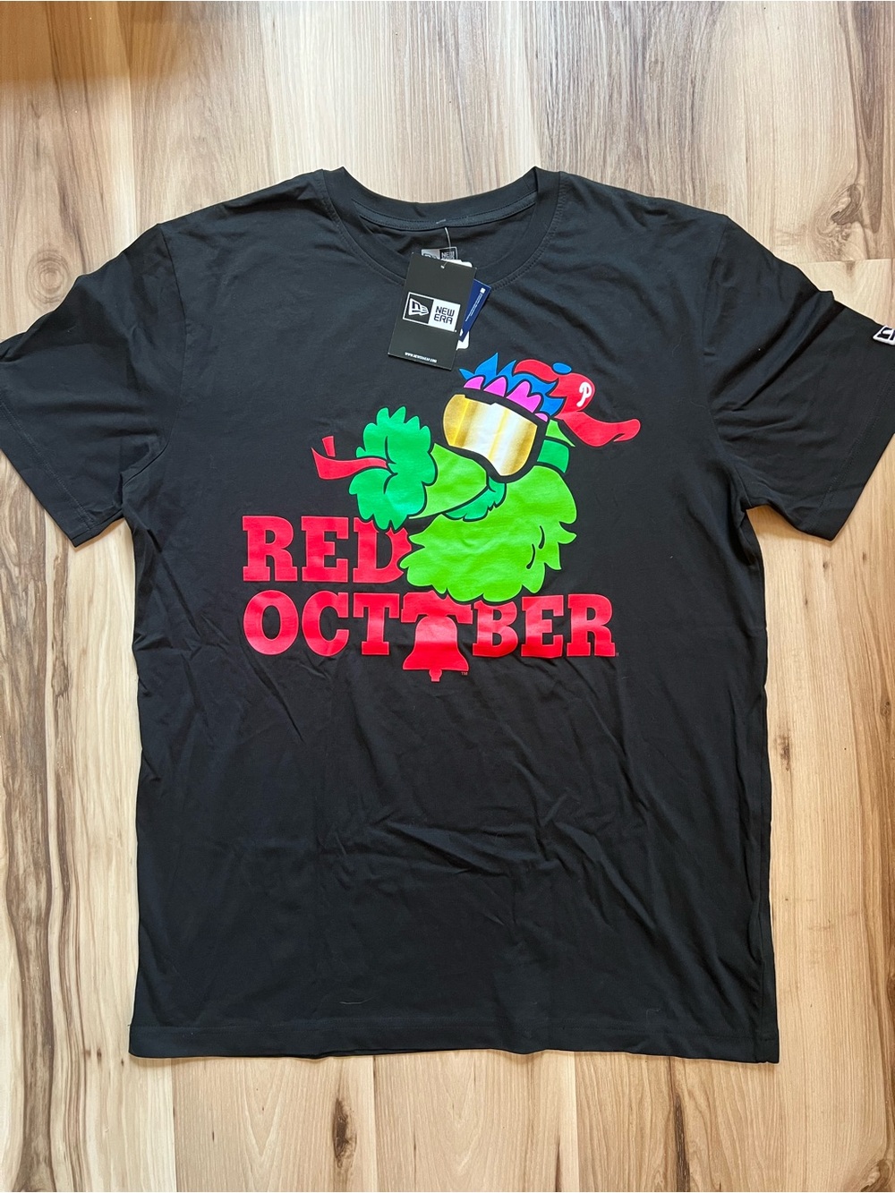 Phillies 'Red October' Graphic Tee with Neon Green Mascot